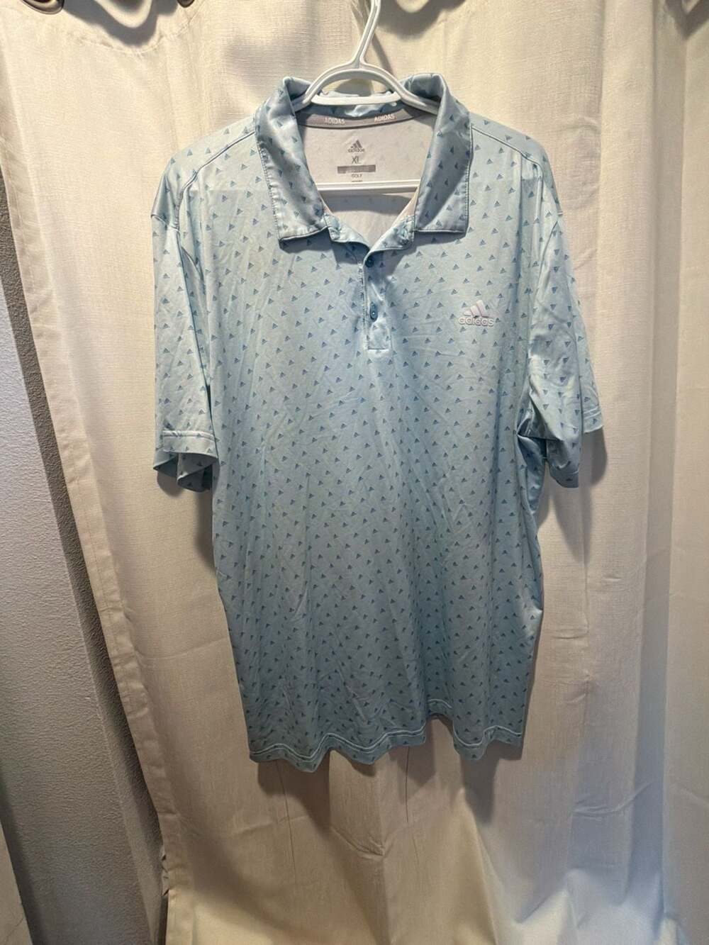 Adidas Golf Polo Shirt Size XL Light Blue Triangle Print